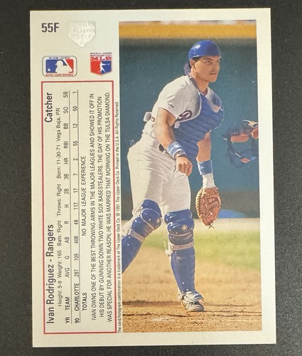 Ivan Rodriguez 1991 Upper Deck Edizione Finale ROOKIE #55F - Texas Rangers - Foto 2 di 2