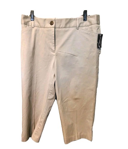 Kim Rogers Khaki Women's Sz 14P Stretch Straight Leg Pants w/ Tummy Control NWT