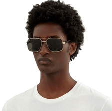 Gucci GG0529S 001 Men  s Sunglasses Designer Square Black Metal Frame Gray Lenses