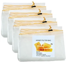 Honey Strainer, 4 Pcs Honey Filter Bag Ultra-Fine Mesh Strainer with Adjustable