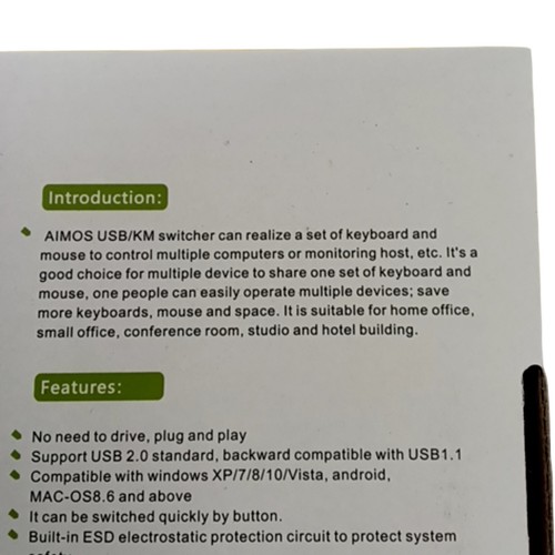 AIMOS 2 Ports USB HDMI KVM Switch Box 4K Display 2 USB Cable Included - 第 4/11 張圖片