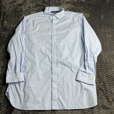 Polo Ralph Lauren Mens Shirt XL Blue White Stripe Long Sleeve Classic Fit Button