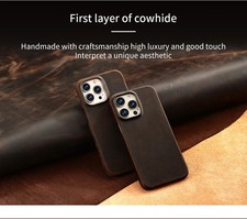 Genuine Leather MagSafe Case for iPhone 15 16 17 Pro Max Air Cowhide Cover