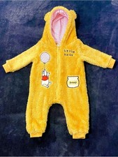 Disney Winnie the Pooh Fleece Hooded Zipper Baby Jumpsuit Romper 6M