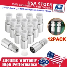 12pcs 1/2" NPTF Hydraulic Hose End Fittings, 1/2" I.D. Hose x 1/2" NPTF Male A++