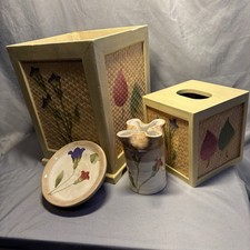 RETIRED Croscill La Jolla Tissue Box, Trash Bin, Toothbrush Holder, Soap Dish