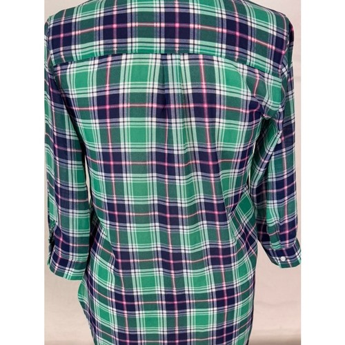 Hollister Hemd 3/4 Arm XS grün blau kariert Knopfleiste 100% Polyester - Bild 5 von 7