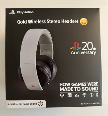 PlayStation Gold Wireless Stereo Headset 20th Anniversary NEW SEALED Rare!