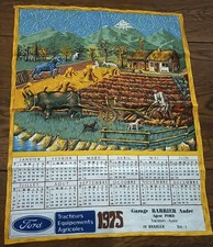 ANCIEN TORCHON  1975 CALENDRIER Décor Tracteur FORD - Agriculture  FRANCE . 