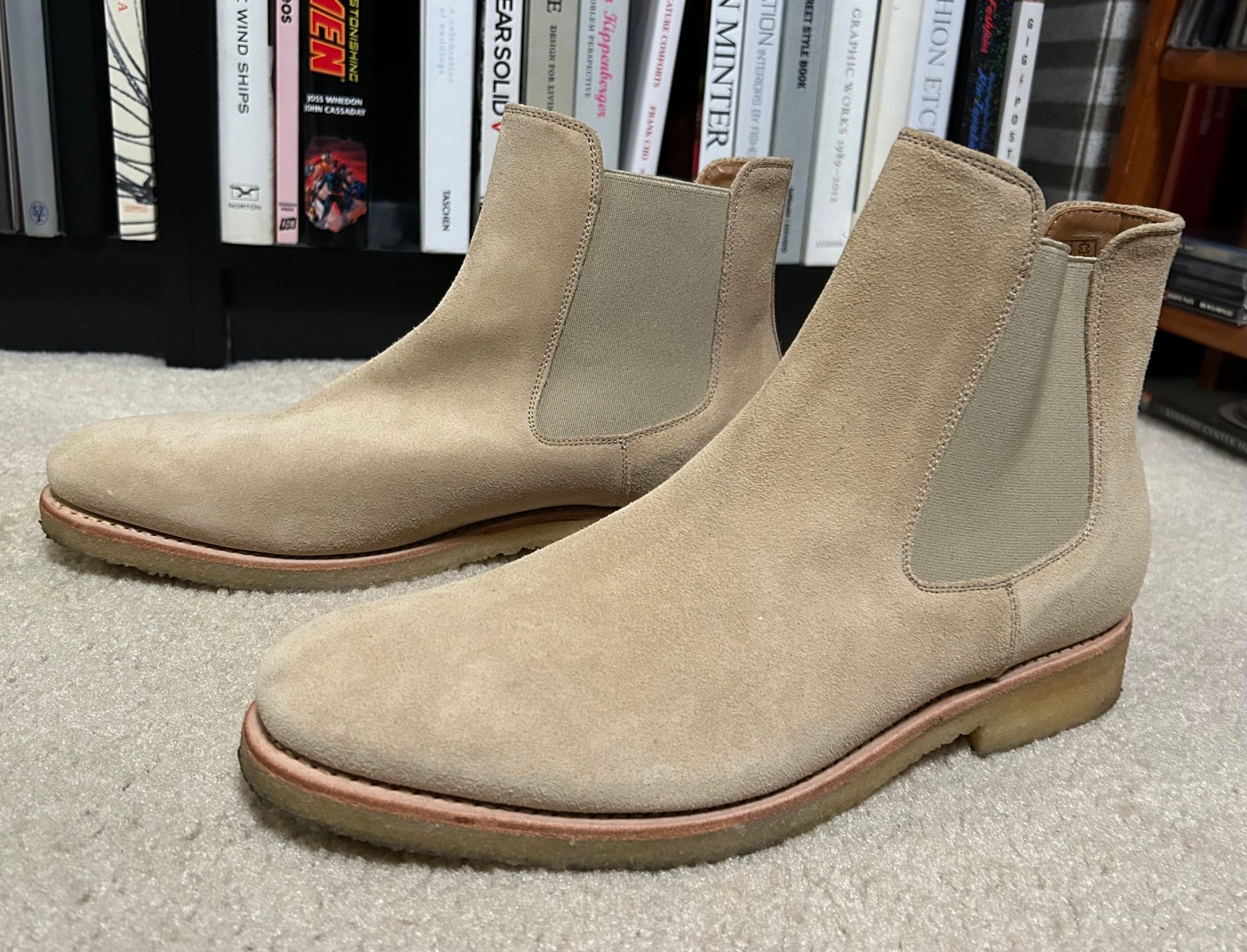 Men's Thursday Boots Beige Suede Chelsea Boots Size 11.5-image