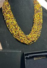 NOS JOAN RIVERS CLASSICS NECKLACE 21" GOLD TONE GLASS BEADED BLACKS BROWNS MORE