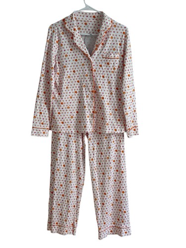 Roller Rabbit Autumn Hearts Orange Pumpkin Shorts Pajamas Set Sz S Pima Cotton - Picture 10 of 13