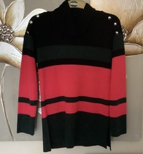 Bodyflirt Boutique at Bon Prix ~ Black Pink Green Cowl Neck Jumper ~ size 10 S