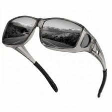 Polarized Fit Over Glasses Sunglasses for Men UV Protection Wrap Around Snap ...