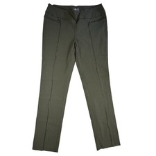 Chico's So Slimming Pants Sz 2/L Green Pull On Pintuck Stretch Casual Minimalist