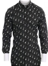Dolce Gabbana Gold Jazz Print Black Slim Fit Sz 40 15 3/4