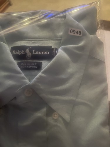 Size Large Light Mint Green POLO RALPH LAUREN Big Dress Shirt Button Up - Picture 9 of 9
