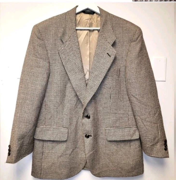 Blazer deportivo vintage de pata de gallo de lana de Burberry en negro crema rojo talla L Foto 2 de 4