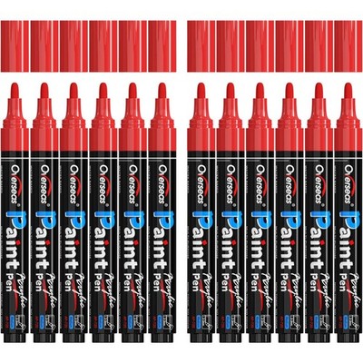 Red Paint Pens Paint Markers - Permanent Acrylic Markers 12 Pack, Water-Based...