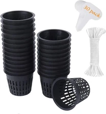 ORIMERC 30 Pack 3 Inch Net Cup Pots with Hydroponic Self Watering Wick & Plant L