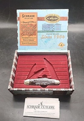 2006 SCHRADE Tobacco Whittler Cigar Box Classic Knife 3 Blade SCH7