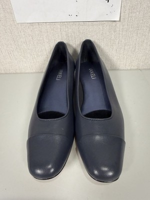 Vaneli Fc-313 Navy Nappa Soft Leather Cap Toe Ballet Flat Narrow SS Size 8
