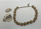 Vintage Gold Tone Faux Pearl Rhinestone Jewelry Set, 47.7g — photo 1