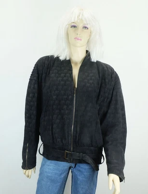 true vintage 80er WILDLEDERJACKE lederjacke von larrylong gr. S elefantenmuster - Bild 1 von 4