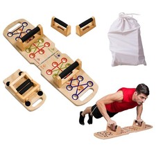 Foldable Wooden Push Up Board 14-in-1 Portable Muscle Builder with Guide