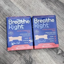 52 BREATHE RIGHT NASAL STRIPS EXTRA STRENGTH TAN  2 x 26 CT 50 Stronger NIB