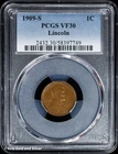1909-S 1C Lincoln Wheat Cent PCGS VF 30