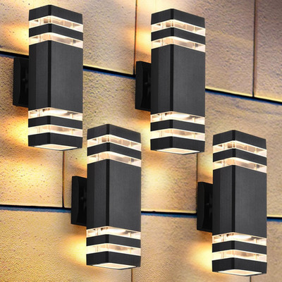 4 Pack Outdoor Wall Lights, Modern Exterior Lighting Fixtures Wall Mount, 2-Laye
