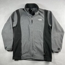 North Face Jacket Youth XL Gray Black Fleece Full Zip Outdoor Hiking Logo