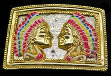Southwest Indian Chiefs Old West Vintage Belt Buckle