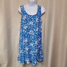 Draper James Nightgown Dress Women's Size Small / Medium Blue Floral Ruffle Hem