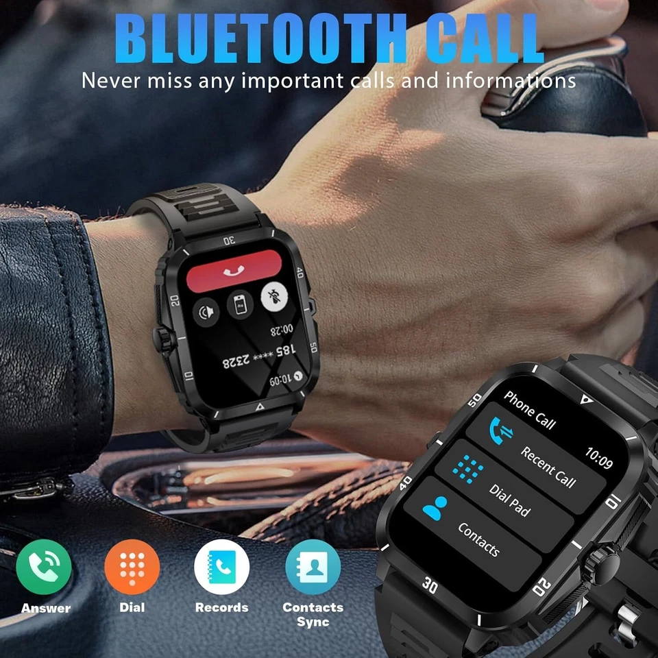 Military Smart Watch Men's (Call Receive/Dial) Rugged Tactical Fitness Tracker - Image 4 of 4