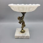 Vintage Metal Cupid Soap Dish With Milkglass Dish, 5"x6.25" Trinket/Key & Change