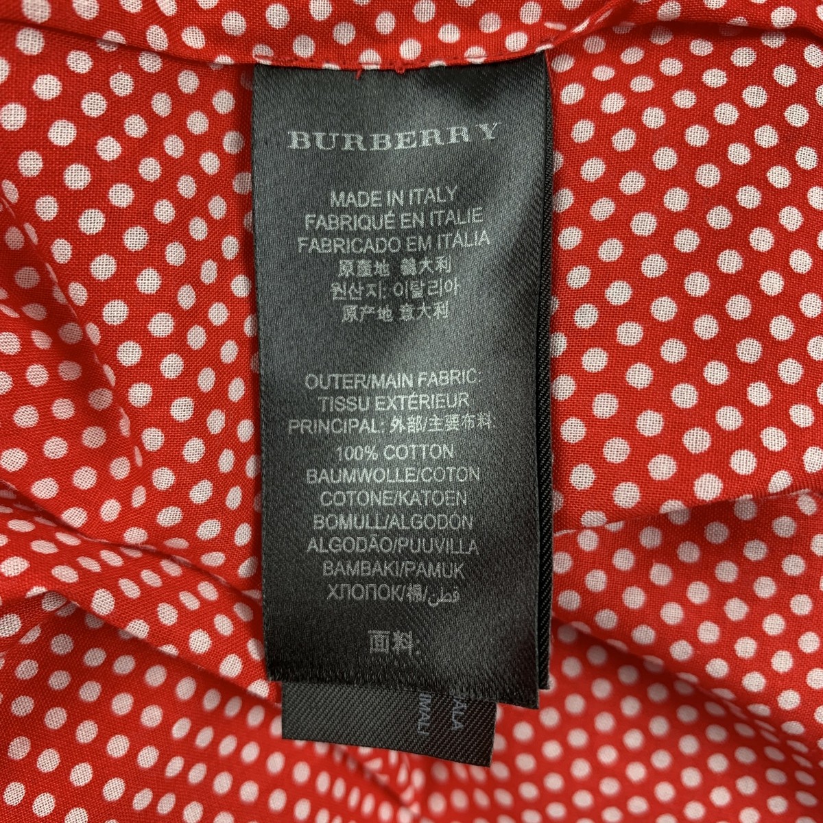 BURBERRY PRORSUM Size XS Red & White Dots Cotton Button Up