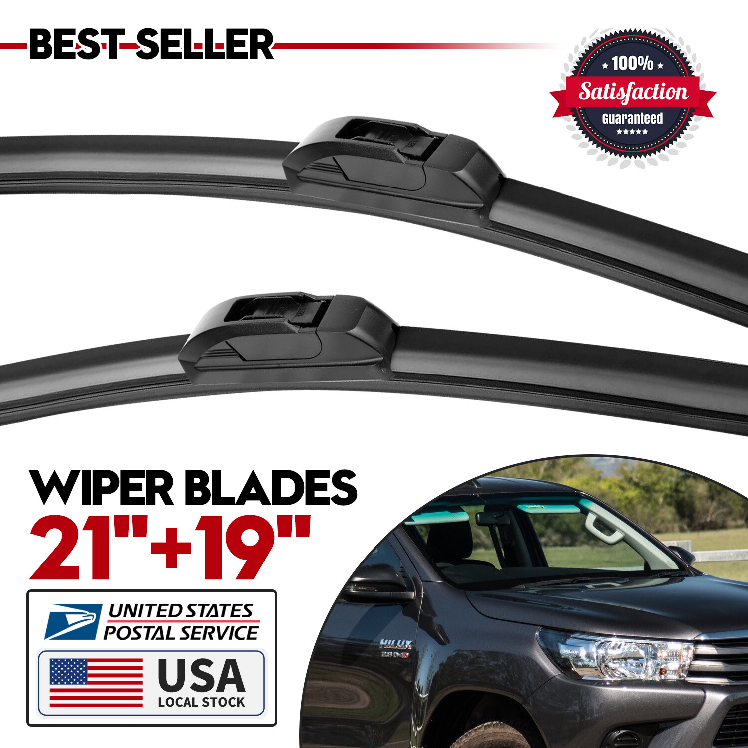 All-Season 21in & 19in Car Wiper Blades for Toyota Camry 1992-2001