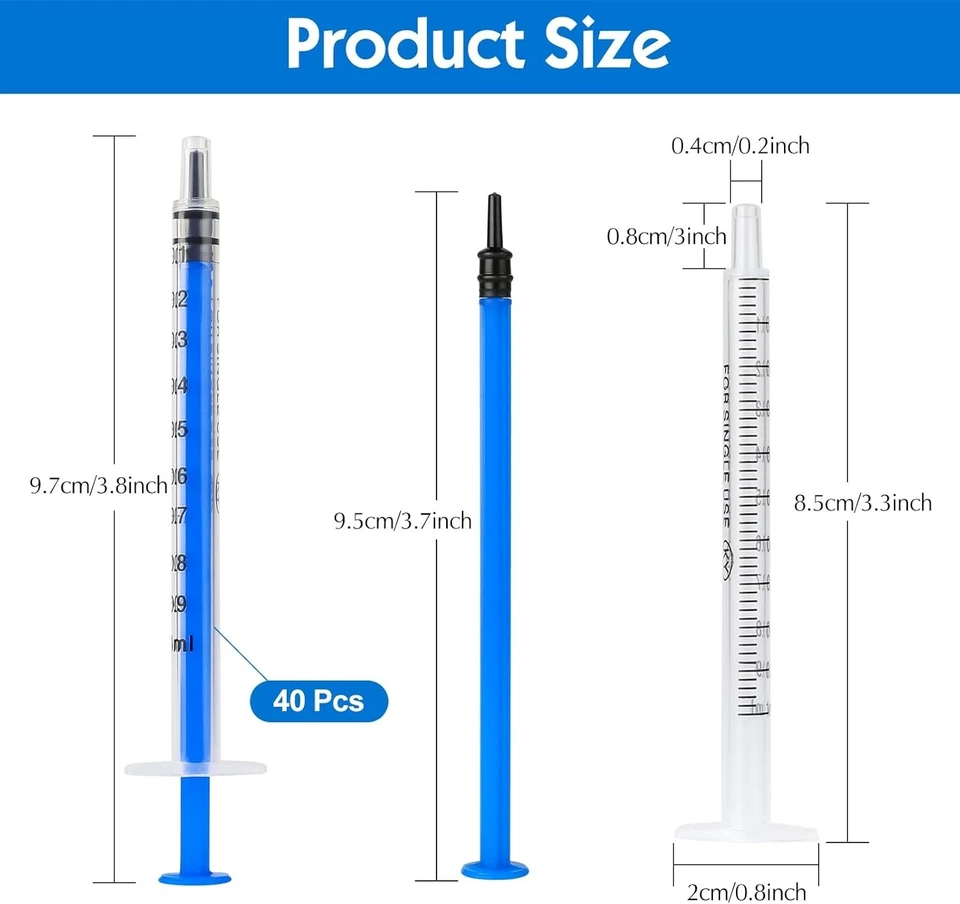 1Ml Syringes 40 Pack Colostrum Syringe Plastic Syringes with Cap,Disposable - Image 2 of 4