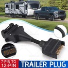 7 Pin Plug To 12 Pin Flat Socket Trailer Adaptor Caravan Wiring Connector 4WD