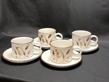 Wedgwood Cups & Saucers Midwinter Stonehenge Wild Oats England Set Of 4