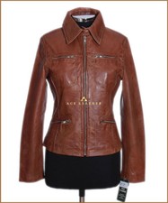 Ladies Leather Shirt Jacket Tan Waxed Real Soft Leather Classic Summer Jacket