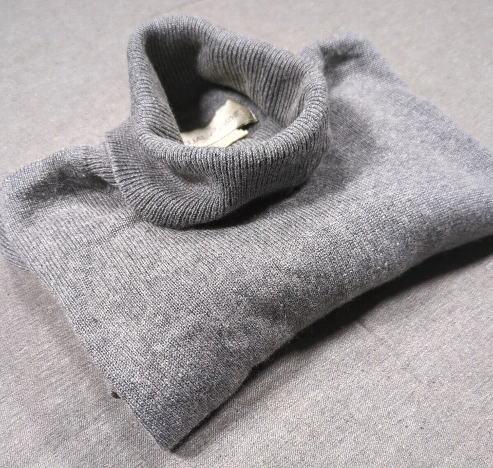 Casual Esquina Seda Cachemira Cuello Alto Mujer Talla L Gris Dinero Antiguo Silencioso Lujo Foto 4 de 4