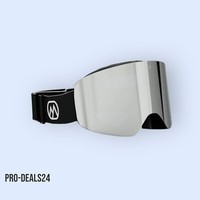 Skibrille Snowboard Brille Black Animo Mamba Schneebrille Schwarze Brille Silber