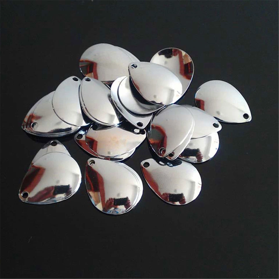 Best 50pcs Fishing Flattie Attractor Spinner Blades Smooth Nickel Spoons Plaice - Image 3 of 4