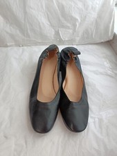 Women's sz 10 Everlane The Day Black Leather Dress Shoes Pumps Block Heel Italy