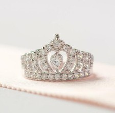 0.30CT White Round Cut Stone Princess Tiara Ring In Solid 925 Sterling Silver