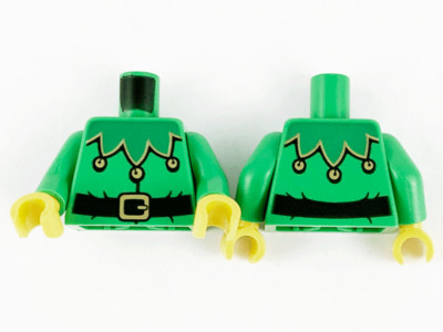 LEGO Minifigure Green Torso Holiday Elf Body Gold Bells and Buckles Castle