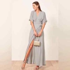 Reformation Dress Winslow Wrap Maxi in Fog Grey